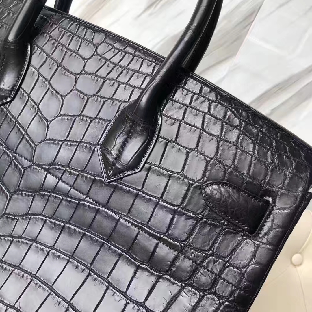 Hermès（爱马仕）HAC 40cm Matt crocodile 雾面两点尼罗鳄 ck89黑色 蜡线全手工 接受预定