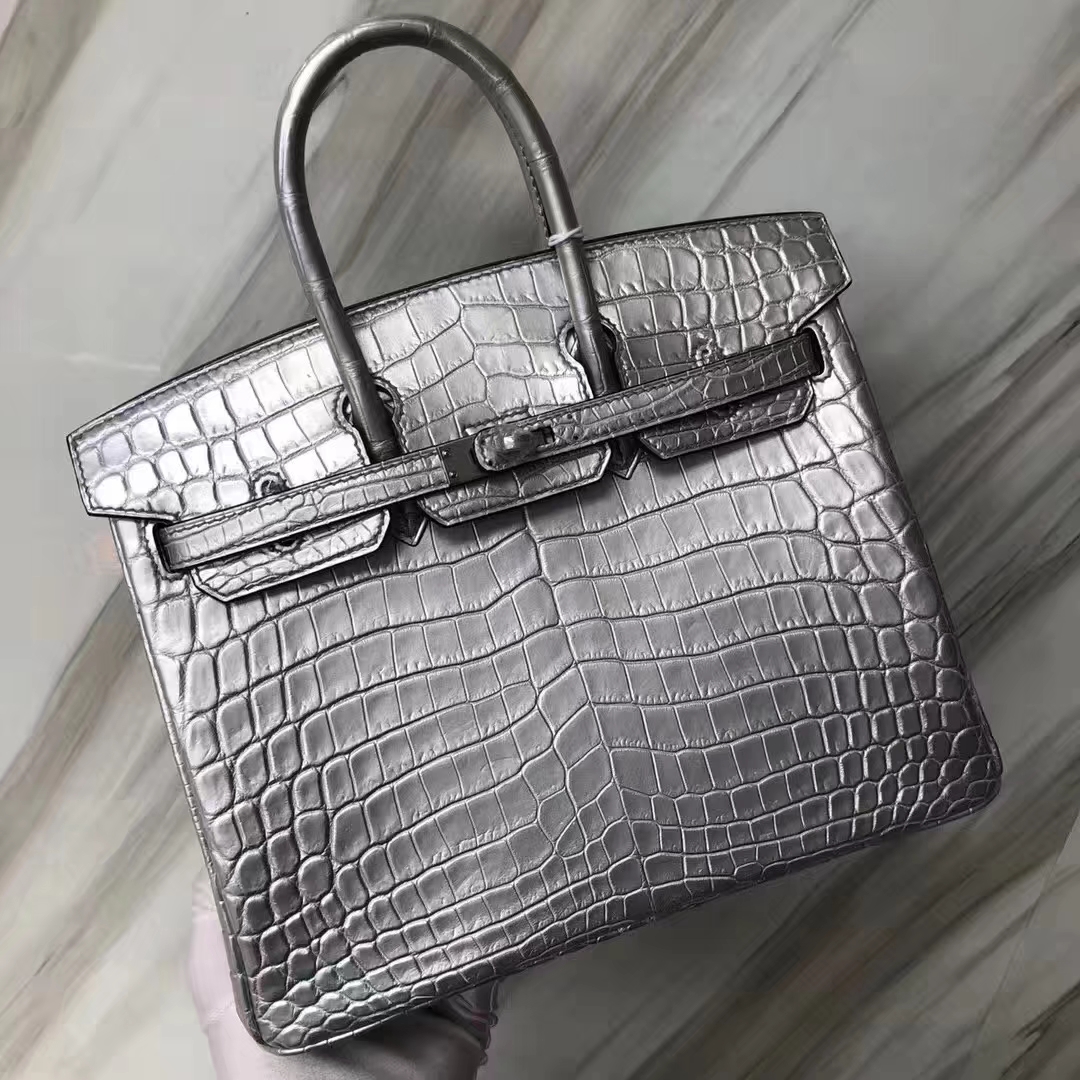 Hermès（爱马仕）Birkin铂金包 Matt crocodile 银色 接受预定 25cm