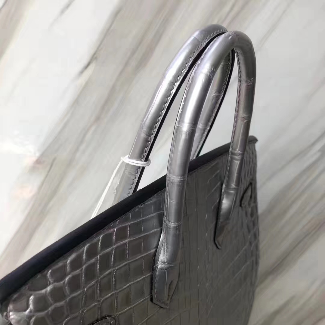 Hermès（爱马仕）Birkin铂金包 Matt crocodile 银色 接受预定 25cm
