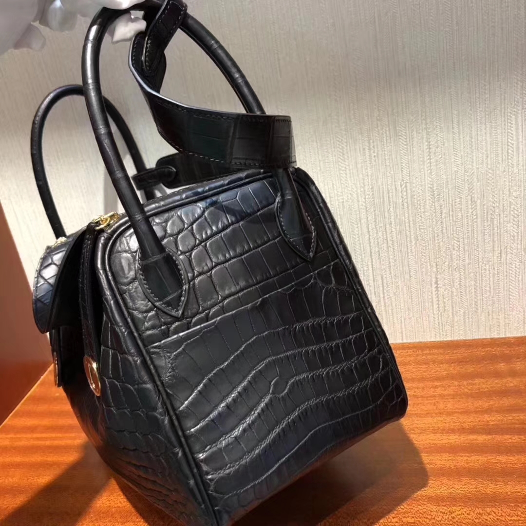 Hermès（爱马仕）Lindy 雾面两点尼罗鳄 ck89黑色 顶级工艺 蜡线全手工 金扣 26cm