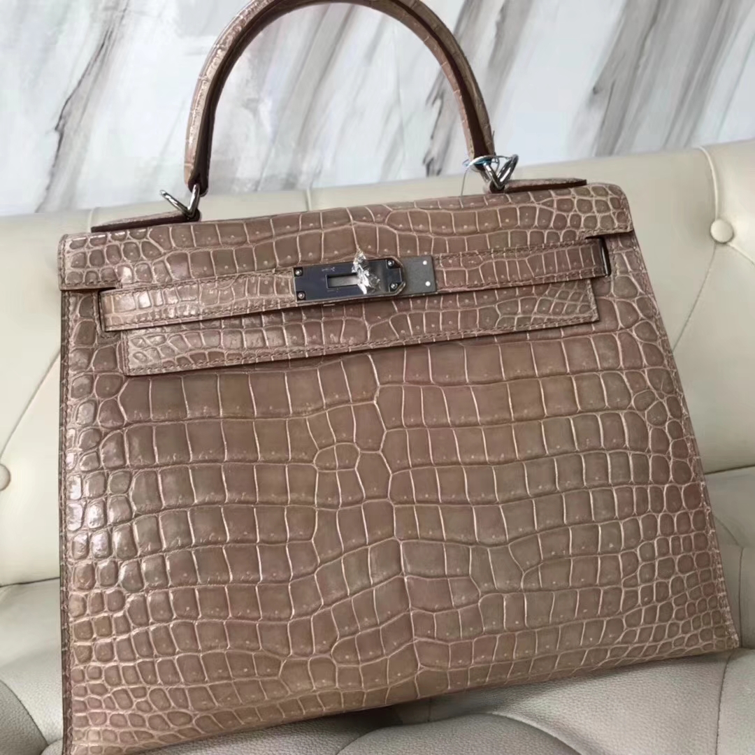 Hermès(爱马仕)Kelly凯莉包 亮面框框美洲鳄 杏色 顶级工艺 蜡线全手工 金扣 28cm-拉尔森鳄鱼皮具定制 - 爱马仕包包官网 Hermès(爱马仕)Kelly凯莉包 亮面框框美洲鳄 杏色 顶级工艺 蜡线全手工 金扣 28cm