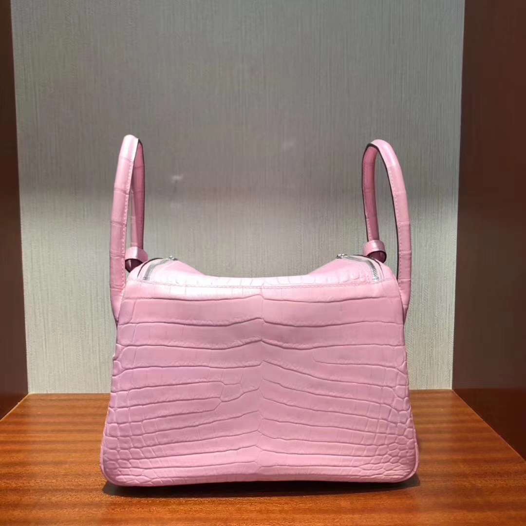 Hermès（爱马仕）Lindy 雾面两点尼罗鳄 5P樱花粉 顶级工艺 蜡线全手工 金扣 26cm