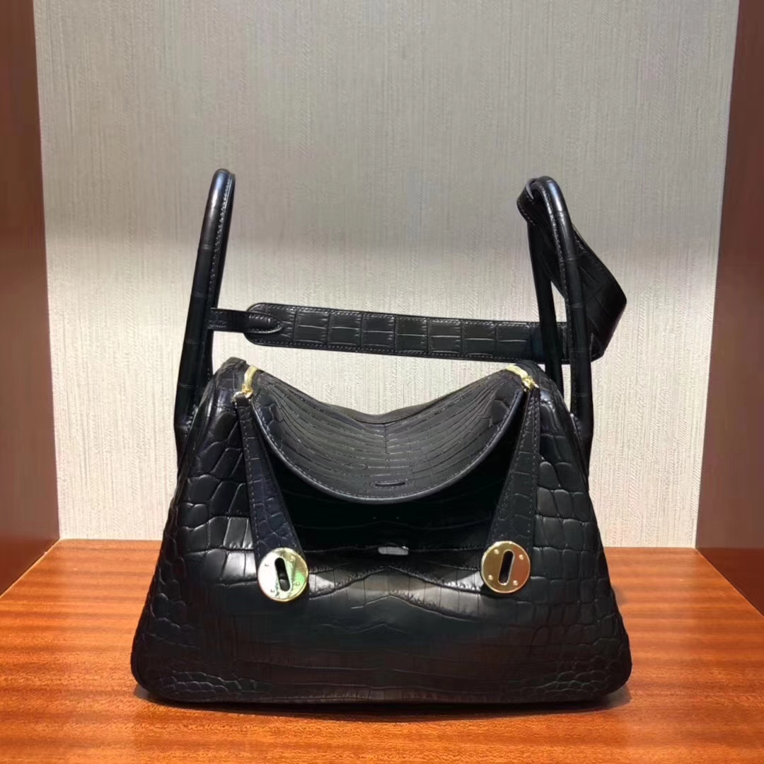 Hermès（爱马仕）Lindy 雾面两点尼罗鳄 ck89黑色 顶级工艺 蜡线全手工 银扣 26cm