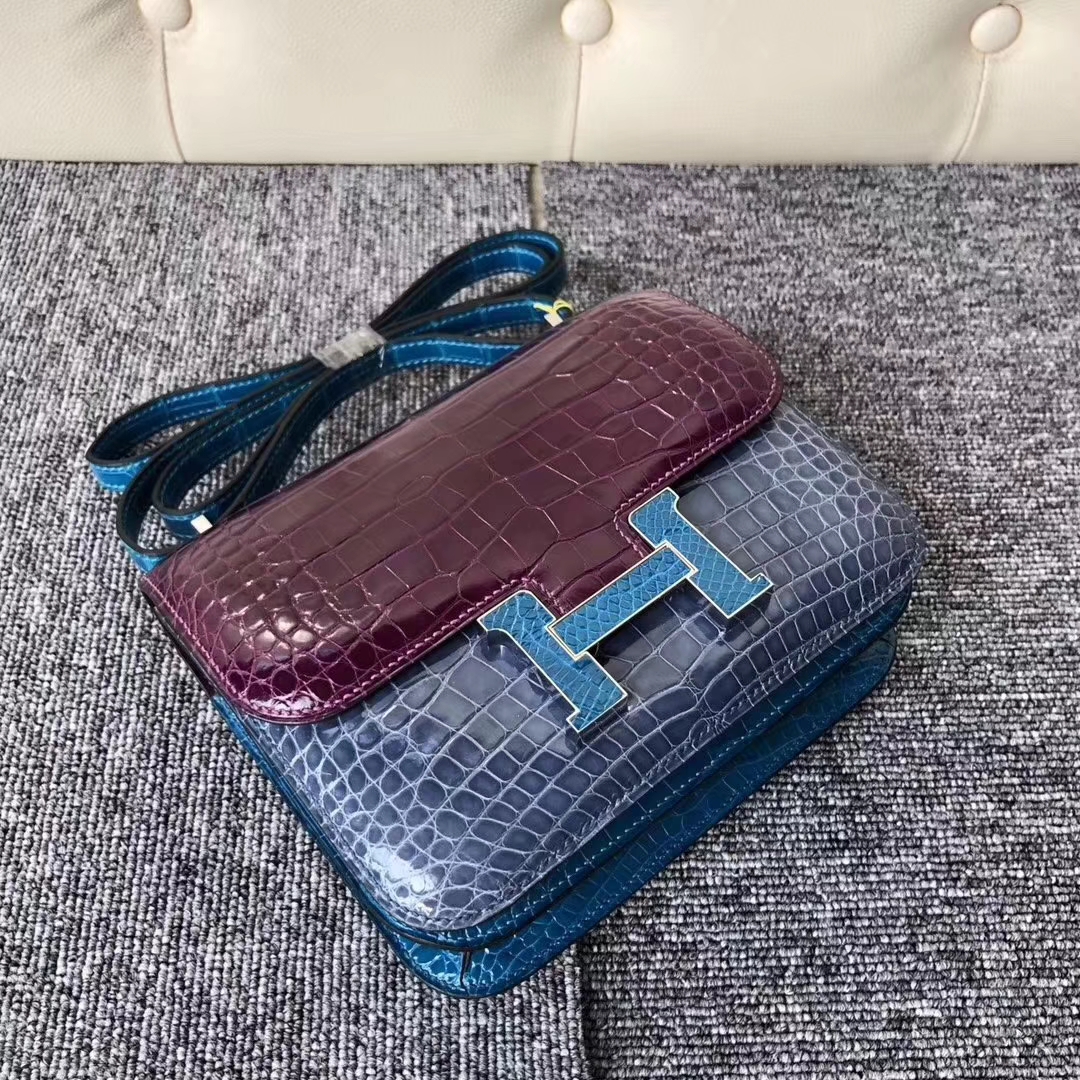 Hermès（爱马仕）Constance Alligator shiny 三拼色 鳄鱼扣 18cm