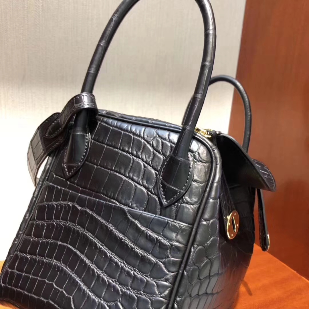 Hermès（爱马仕）Lindy 雾面两点尼罗鳄 ck89黑色 顶级工艺 蜡线全手工 金扣 26cm