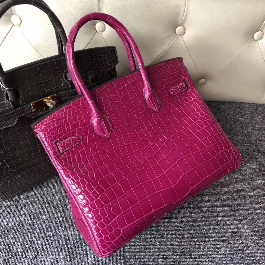 Hermès(爱马仕)Birkin铂金包 Porosus shiny 亮面澳洲湾鳄 J5 天方夜谭粉紫 银扣 30cm-拉尔森鳄鱼皮具定制 - 爱马仕包包官网 Hermès(爱马仕)Birkin铂金包 Porosus shiny 亮面澳洲湾鳄 J5 天方夜谭粉紫 银扣 30cm