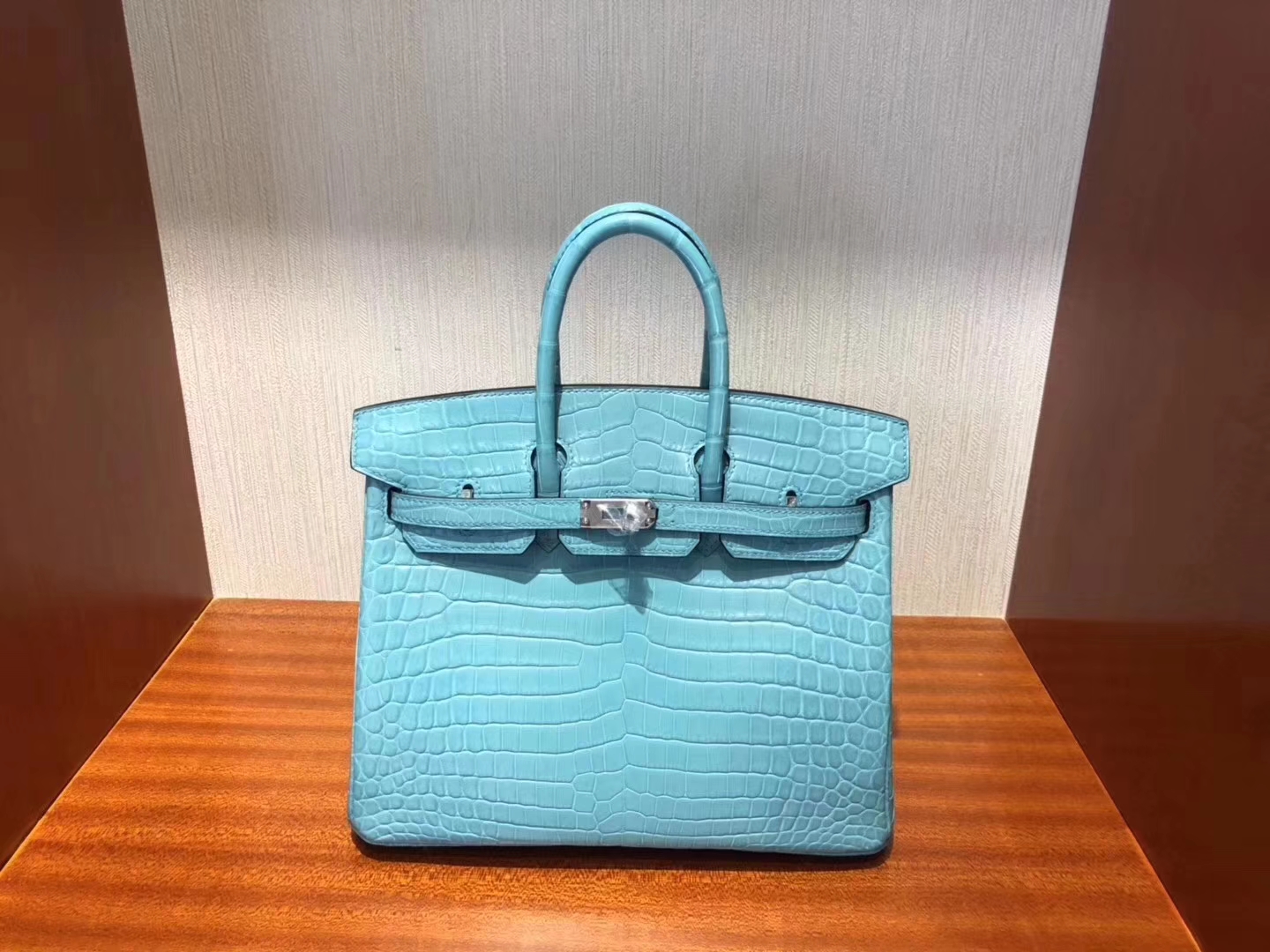 Hermès（爱马仕）Birkin铂金包 Crocodile matt 雾面鳄鱼3Z 圣西尔蓝 银扣 顶级手缝 25cm