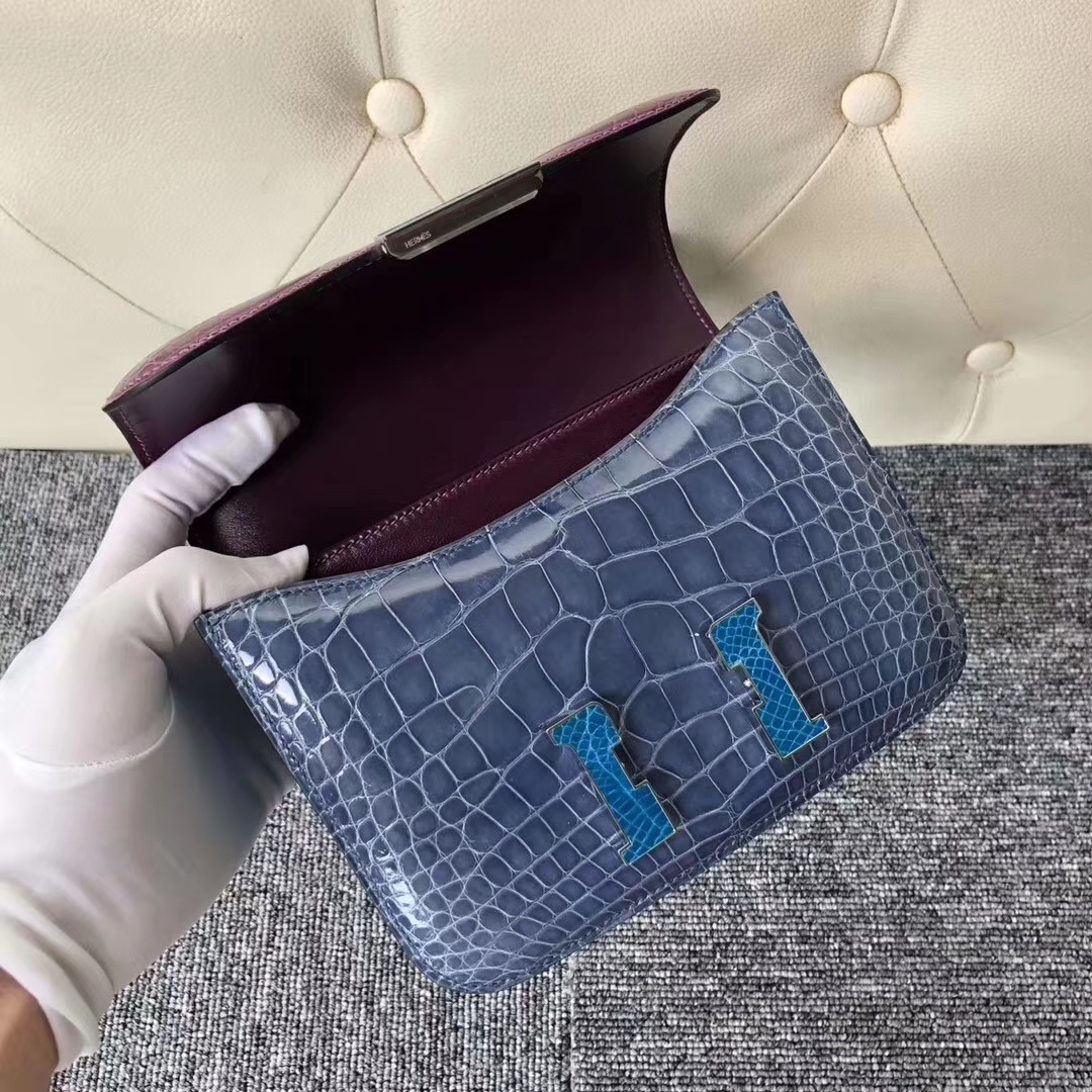 Hermès（爱马仕）Constance Alligator shiny 三拼色 鳄鱼扣 18cm
