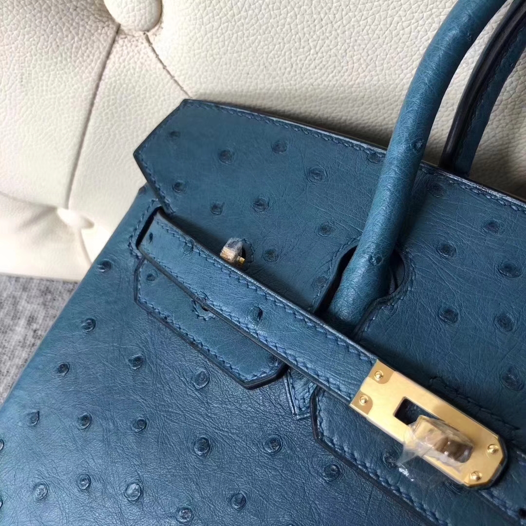 Hermès(爱马仕)Birkin铂金包 Ostrich kk鸵鸟 7C 珊瑚蓝 Cobalt 金扣 顶级手缝 25cm 现货-拉尔森鳄鱼皮具定制 - 爱马仕包包官网 Hermès(爱马仕)Birkin铂金包 Ostrich kk鸵鸟 7C 珊瑚蓝 Cobalt 金扣 顶级手缝 25cm 现货
