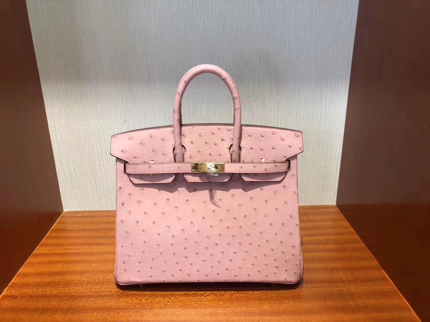 Hermès（爱马仕）Birkin铂金包 Ostrich kk鸵鸟 cc94 陶瓷粉 金扣 顶级手缝 25cm 现货