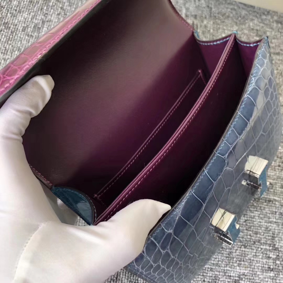 Hermès（爱马仕）Constance Alligator shiny 三拼色 鳄鱼扣 18cm