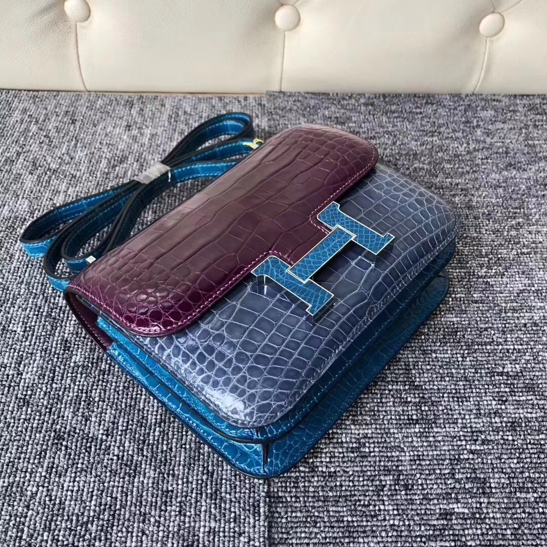 Hermès（爱马仕）Constance Alligator shiny 三拼色 鳄鱼扣 18cm