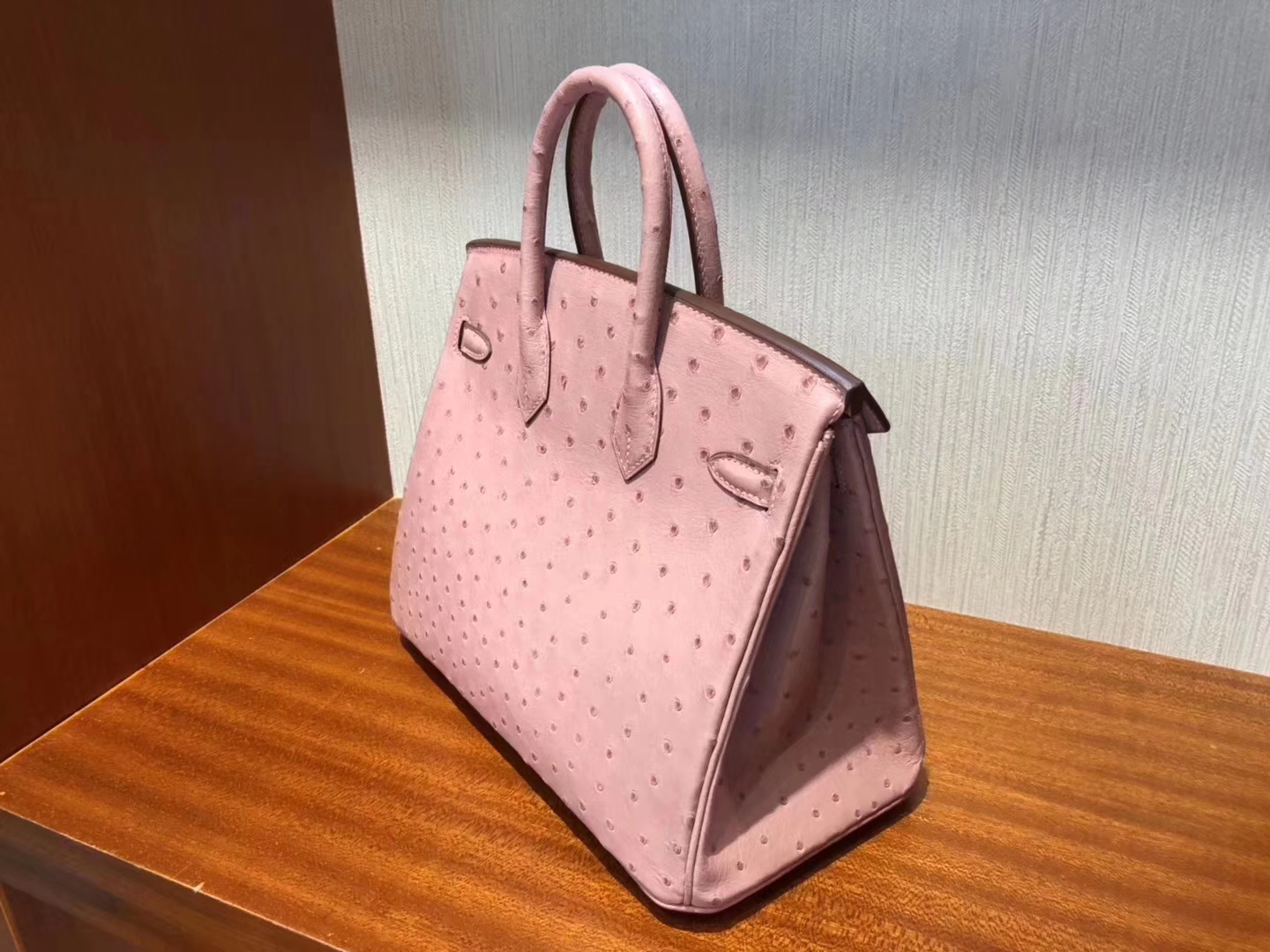 Hermès（爱马仕）Birkin铂金包 Ostrich kk鸵鸟 cc94 陶瓷粉 金扣 顶级手缝 25cm 现货