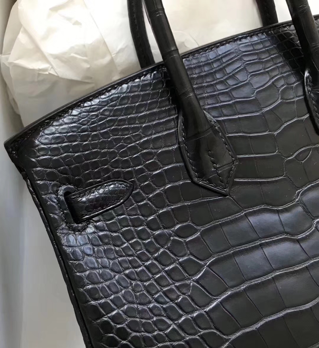 Hermès（爱马仕）Birkin铂金包 Alligator matt 雾面鳄鱼 ck89 黑色 noir 金扣 25cm