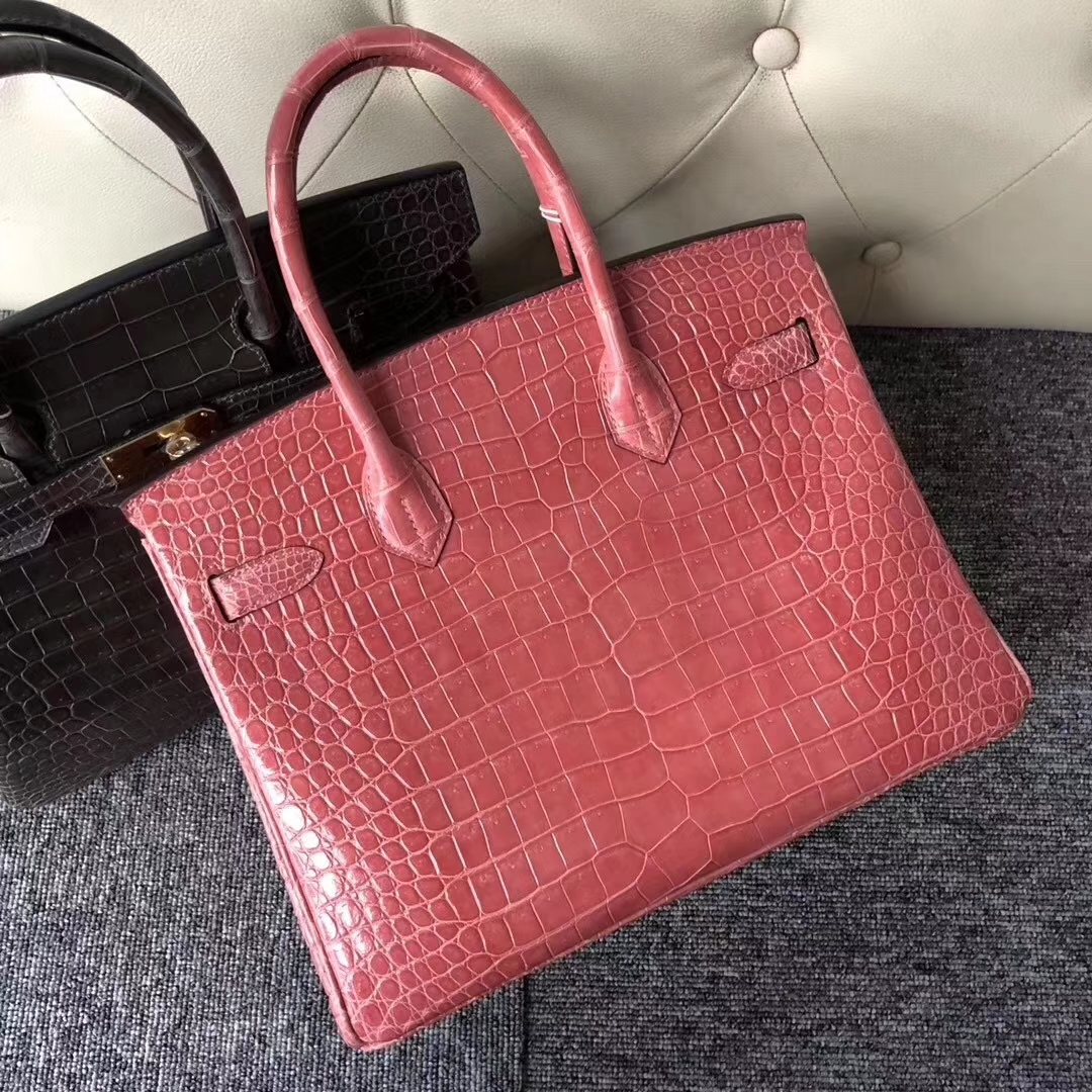 Hermès(爱马仕)Birkin铂金包 Porosus shiny 亮面澳洲湾鳄 L5 龙虾粉 crevette 银扣 30cm-拉尔森鳄鱼皮具定制 - 爱马仕包包官网 Hermès(爱马仕)Birkin铂金包 Porosus shiny 亮面澳洲湾鳄 L5 龙虾粉 crevette 银扣 30cm