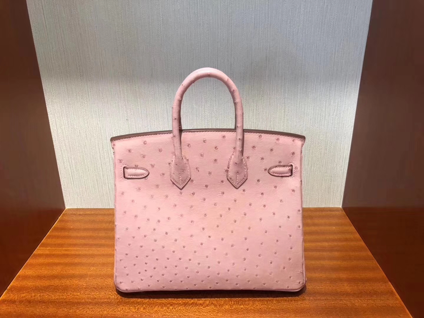 Hermès（爱马仕）Birkin铂金包 Ostrich kk鸵鸟 cc94 陶瓷粉 金扣 顶级手缝 25cm 现货