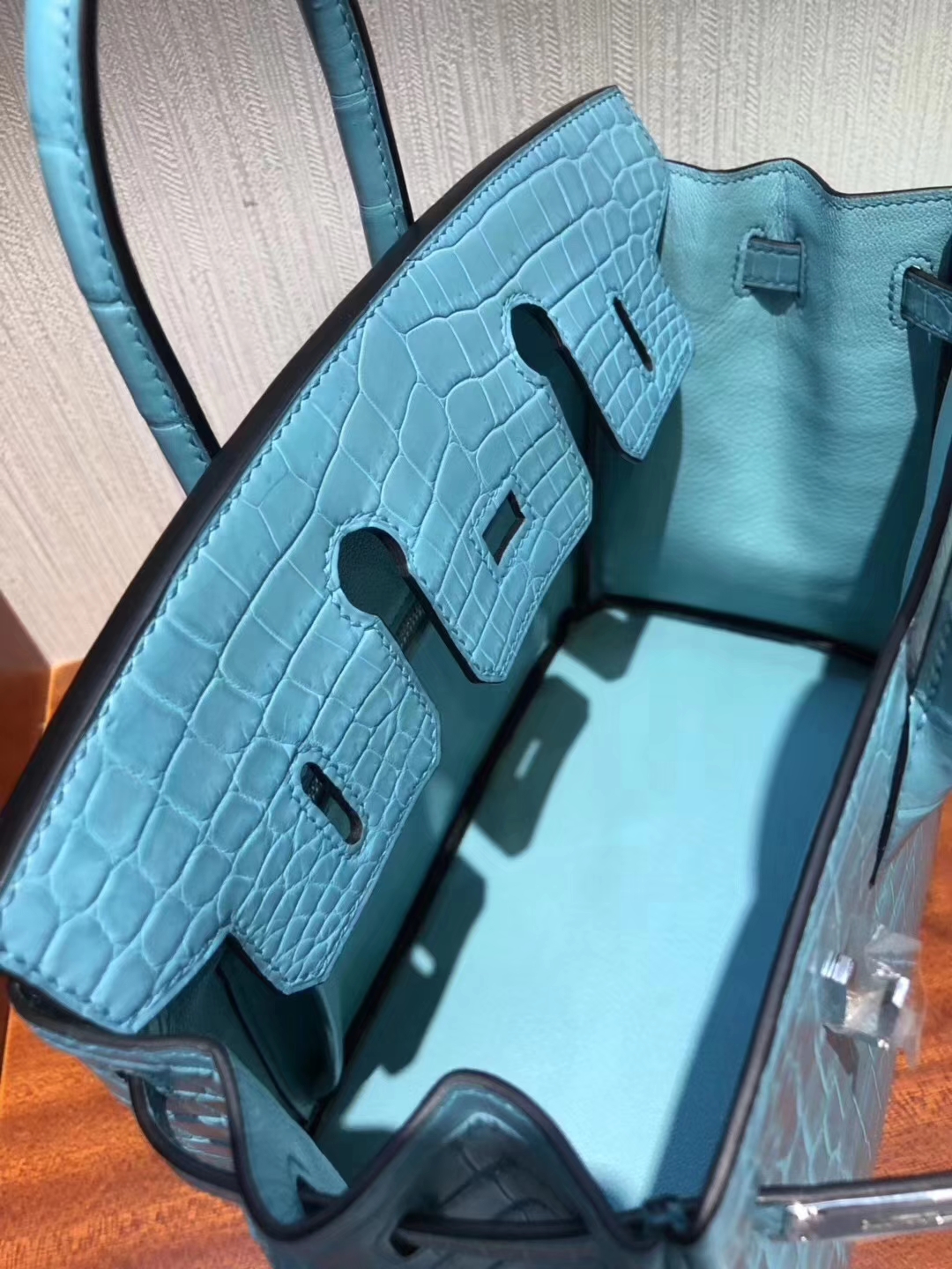 Hermès（爱马仕）Birkin铂金包 Crocodile matt 雾面鳄鱼3Z 圣西尔蓝 银扣 顶级手缝 25cm
