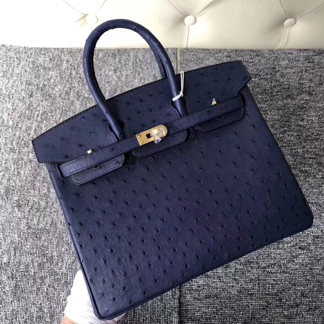 Hermès(爱马仕)Birkin铂金包 Ostrich kk鸵鸟 7K 宝石蓝 blue saphir 金扣 顶级手缝 25cm 现货-拉尔森鳄鱼皮具定制 - 爱马仕包包官网 Hermès(爱马仕)Birkin铂金包 Ostrich kk鸵鸟 7K 宝石蓝 blue saphir 金扣 顶级手缝 25cm 现货