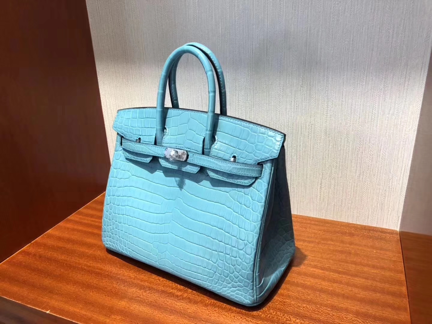 Hermès（爱马仕）Birkin铂金包 Crocodile matt 雾面鳄鱼3Z 圣西尔蓝 银扣 顶级手缝 25cm