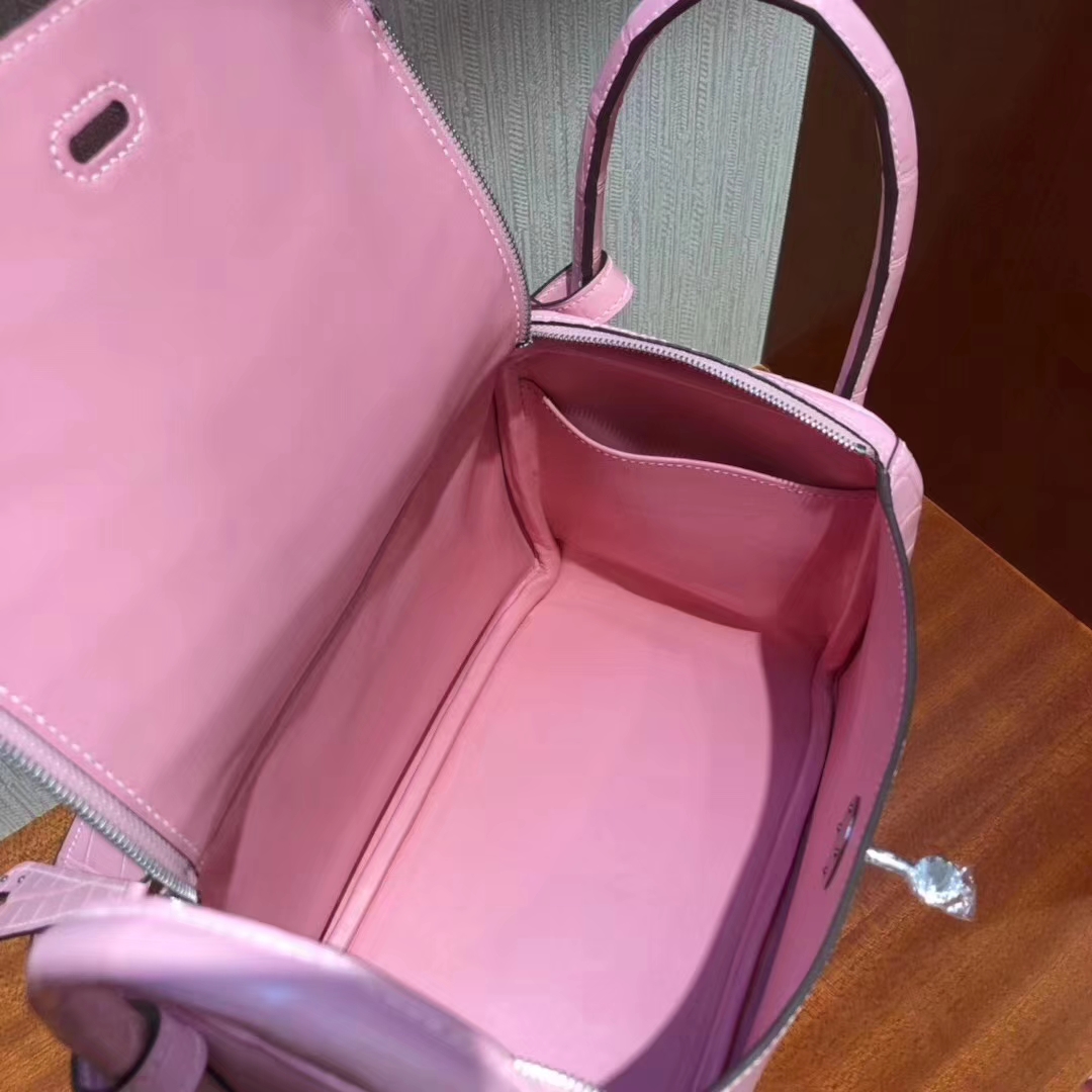 Hermès（爱马仕）Lindy 雾面两点尼罗鳄 5P樱花粉 顶级工艺 蜡线全手工 金扣 26cm