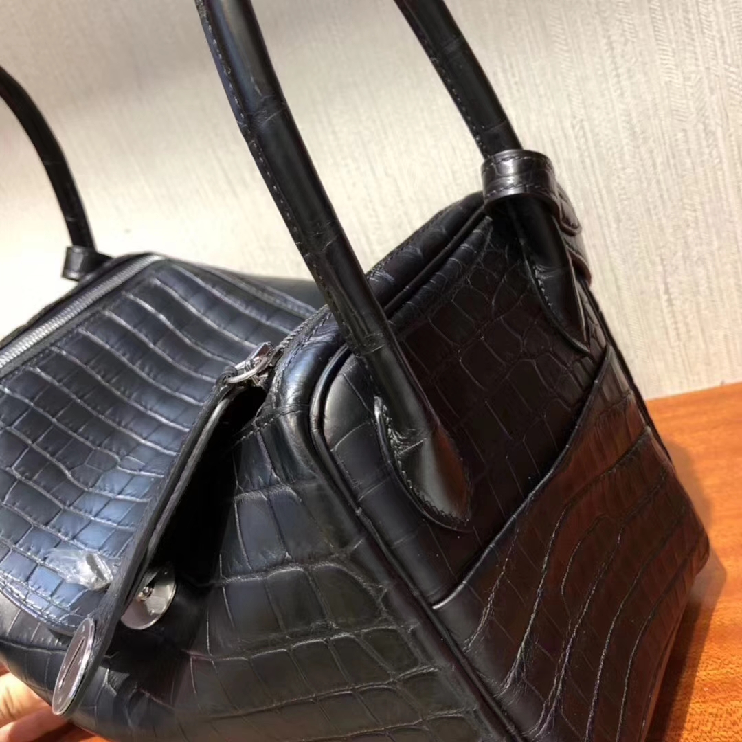 Hermès（爱马仕）Lindy 雾面两点尼罗鳄 ck89黑色 顶级工艺 蜡线全手工 银扣 26cm