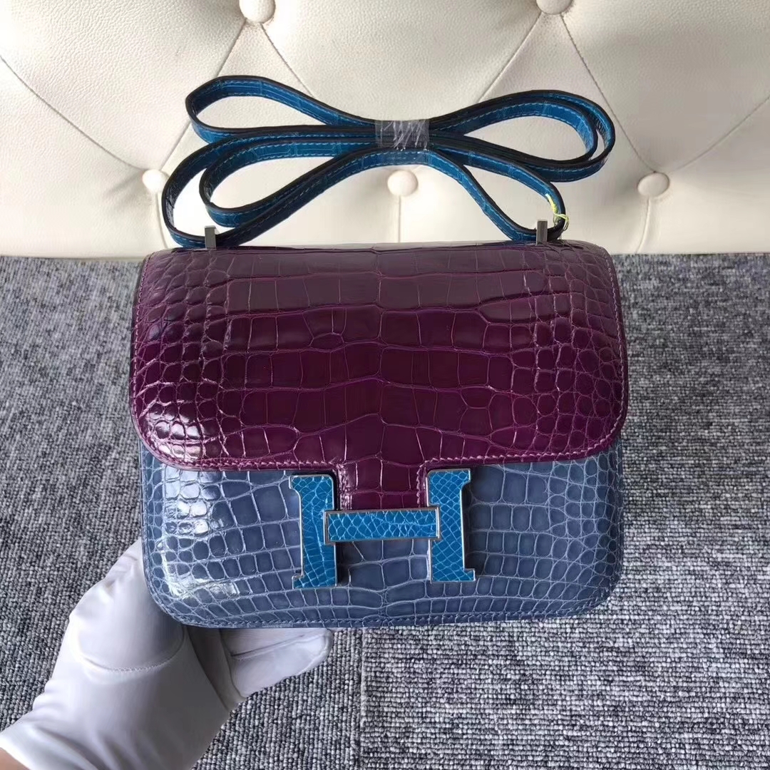Hermès（爱马仕）Constance Alligator shiny 三拼色 鳄鱼扣 18cm