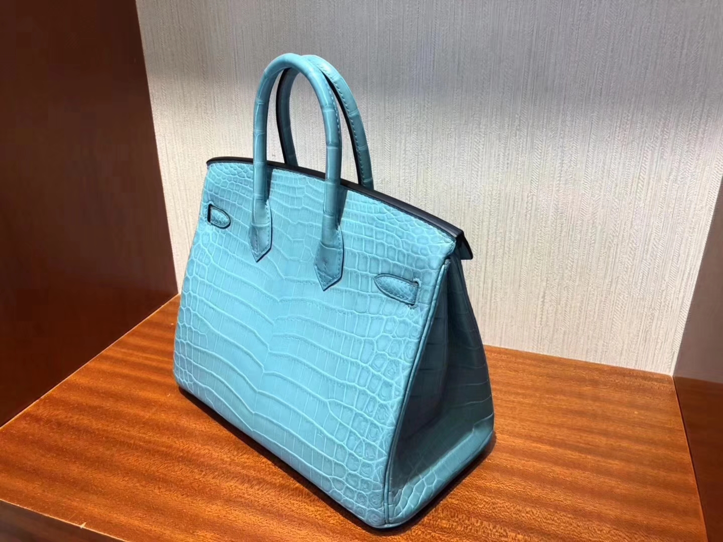Hermès（爱马仕）Birkin铂金包 Crocodile matt 雾面鳄鱼3Z 圣西尔蓝 银扣 顶级手缝 25cm