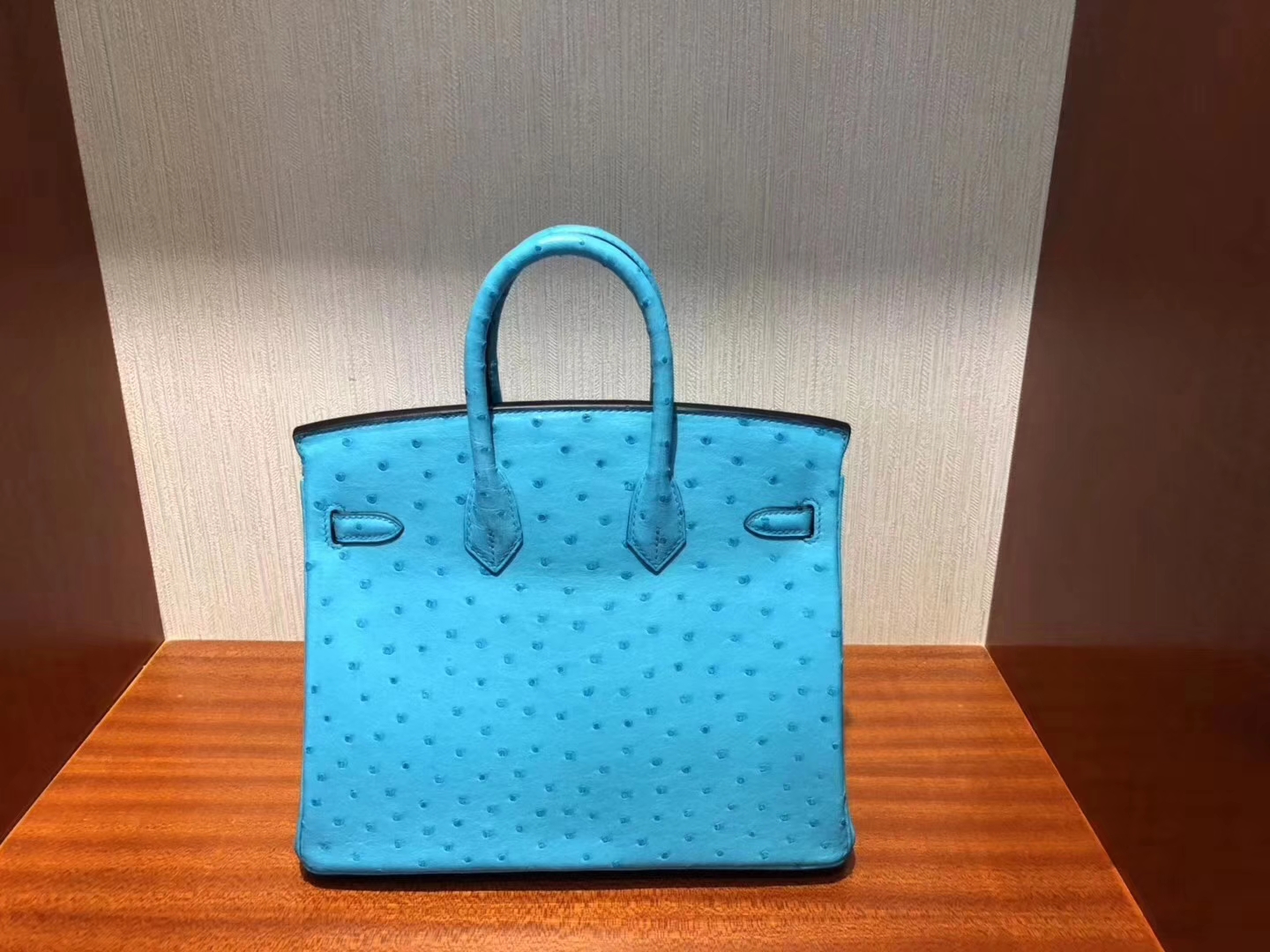 Hermès（爱马仕）Birkin铂金包 Ostrich kk 鸵鸟 3p 马卡龙蓝 银扣 25cm 现货