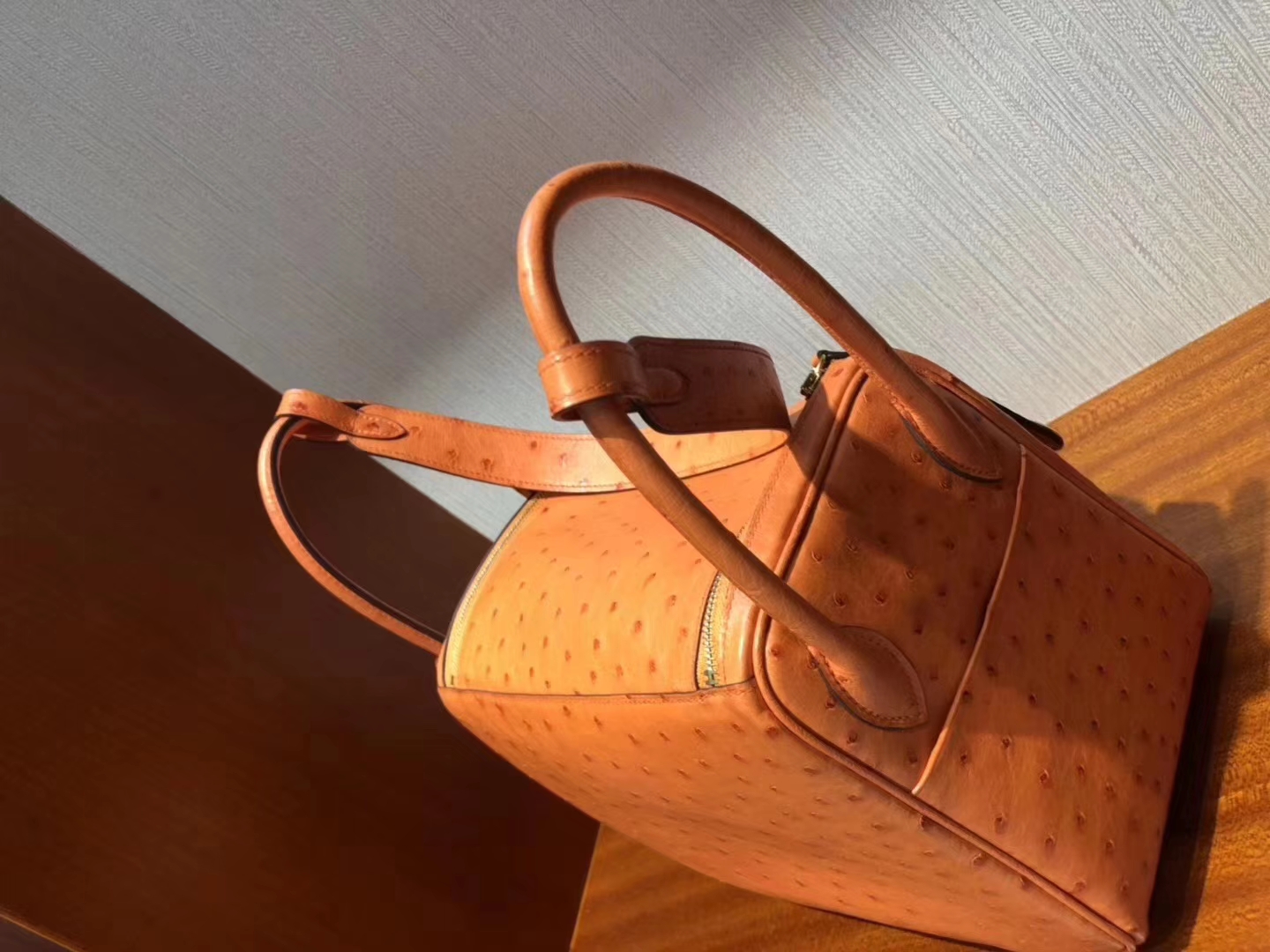 Hermès（爱马仕）Lindy琳迪包 Ostrich kk 鸵鸟 93橙色 orange 26cm