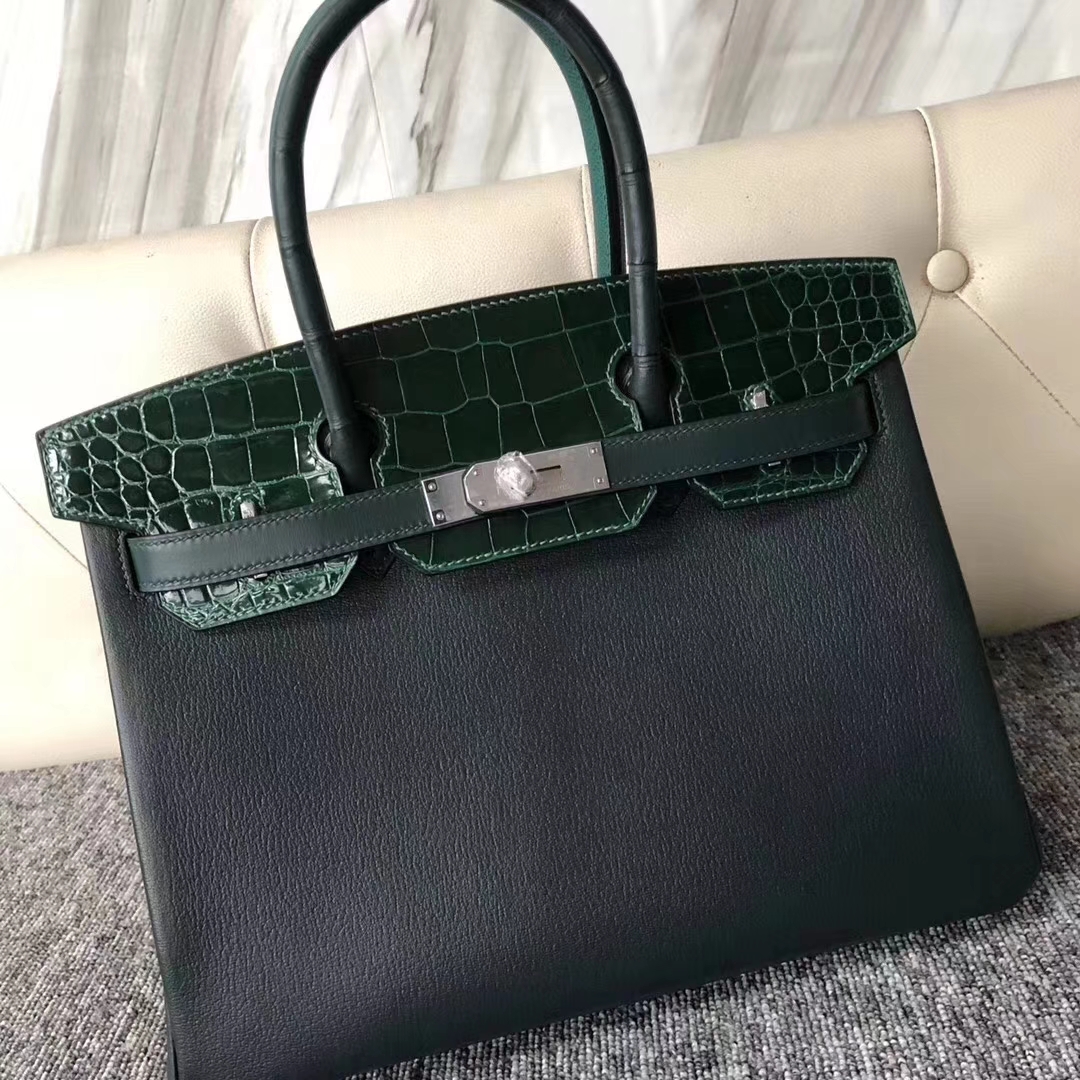 Hermès(爱马仕)Birkin铂金包 八拼色 银扣 30cm-拉尔森鳄鱼皮具定制 - 爱马仕包包官网 Hermès(爱马仕)Birkin铂金包 八拼色 银扣 30cm