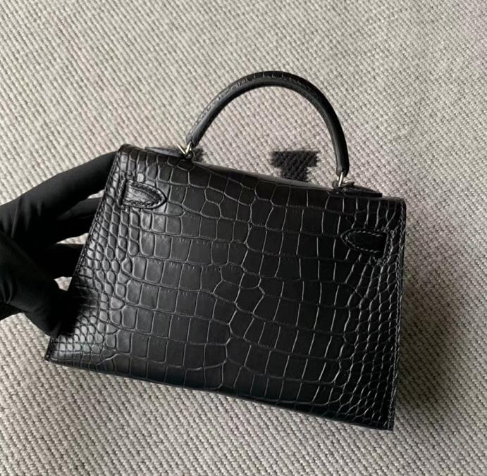 Hermès（爱马仕）minikelly迷你凯莉 黑色 美洲黑雾面 银扣 2代