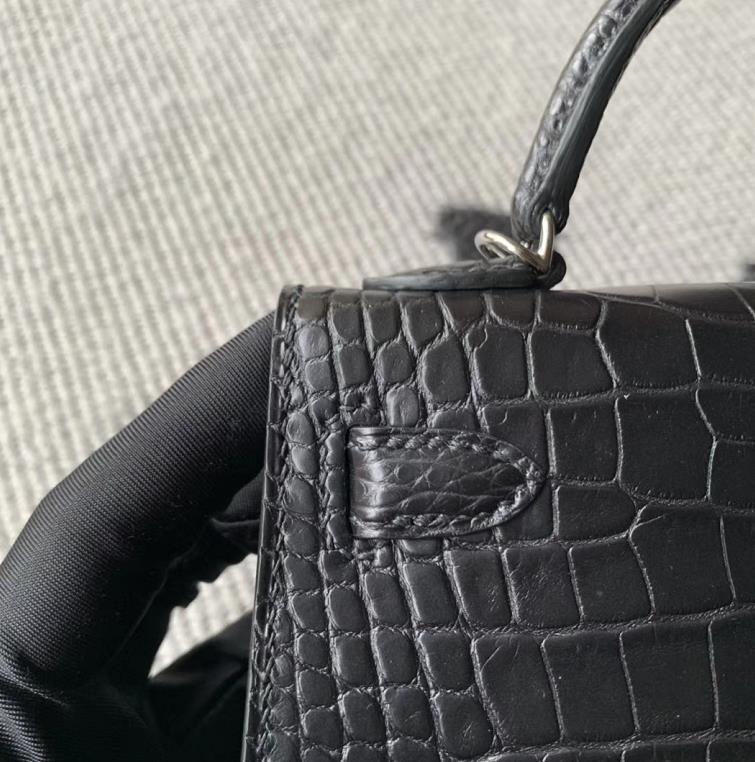 Hermès（爱马仕）minikelly迷你凯莉 黑色 美洲黑雾面 银扣 2代