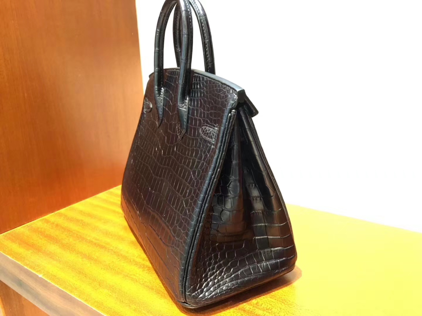 Hermès（爱马仕）Birkin铂金包 Porosus matt 雾面澳洲湾鳄 ck89 黑色 银扣 30cm