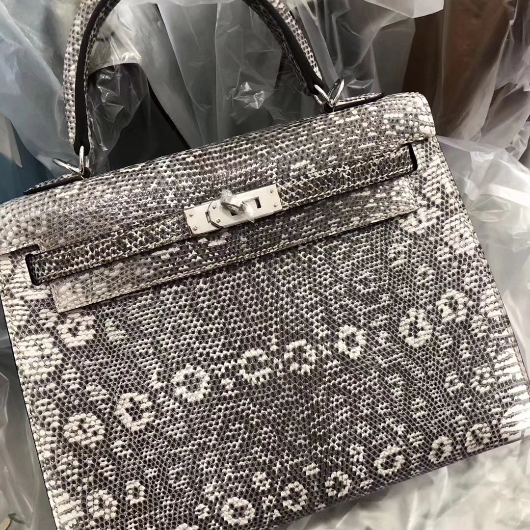 Hermès(爱马仕)Kelly凯莉包 Lizard 御用进口蜥蜴皮 全手工蜜蜡线缝 01自然色 银扣 25cm 现货-拉尔森鳄鱼皮具定制 - 爱马仕包包官网 Hermès(爱马仕)Kelly凯莉包 Lizard 御用进口蜥蜴皮 全手工蜜蜡线缝 01自然色 银扣 25cm 现货