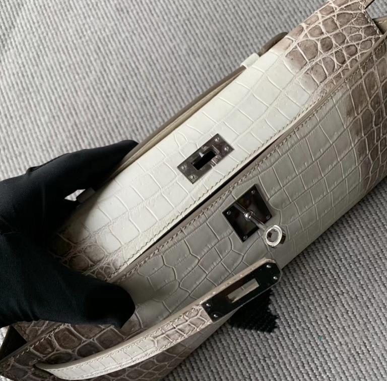 Hermès（爱马仕）kelly cut 手包 喜马拉雅 Crocodile shiny 雾面鳄鱼 银扣 31cm