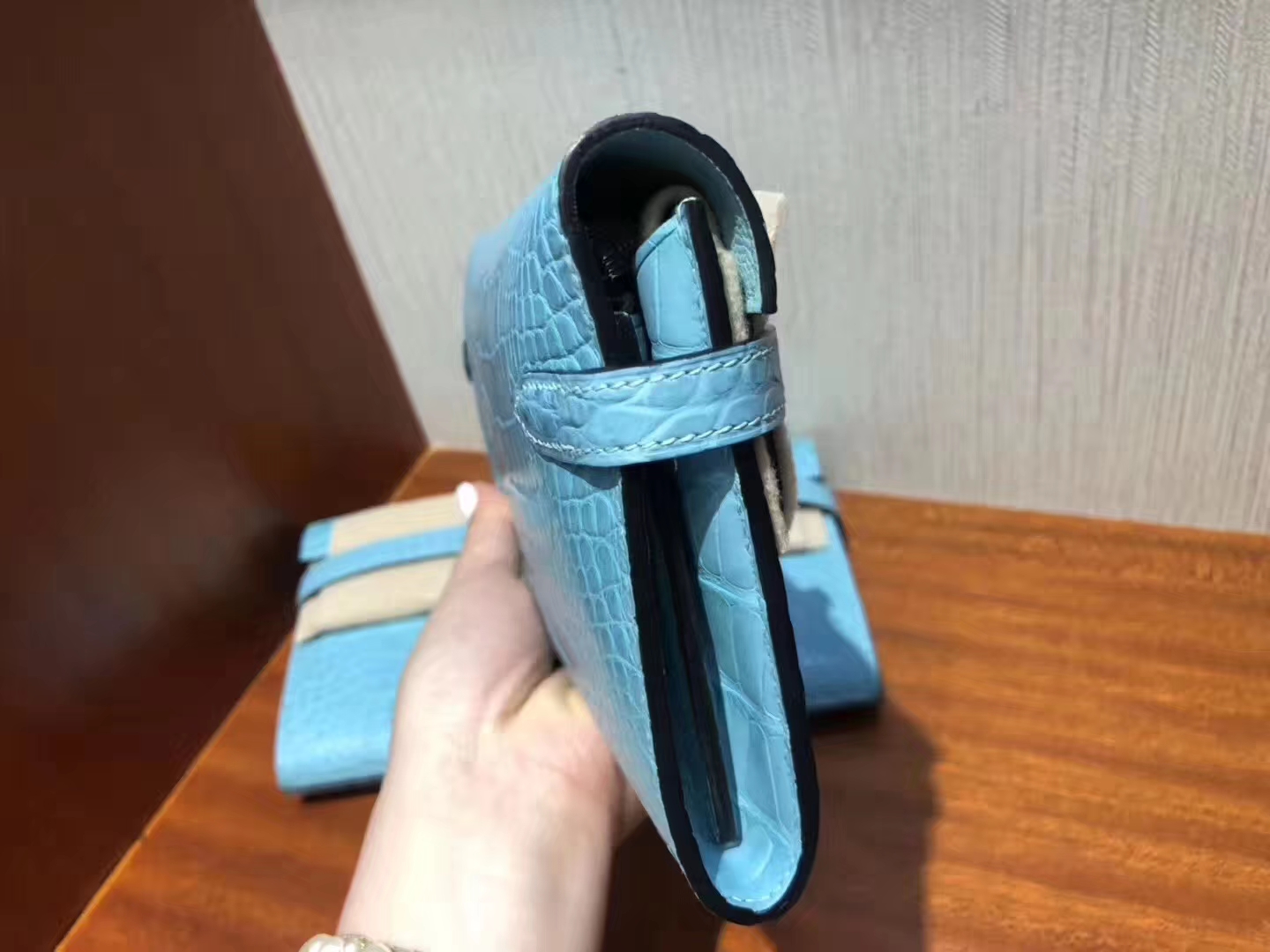 Hermès（爱马仕）Kelly wallet Alligator matt 3Z 圣西尔蓝 银扣 纯粹的蓝色 超美 钱夹 手包
