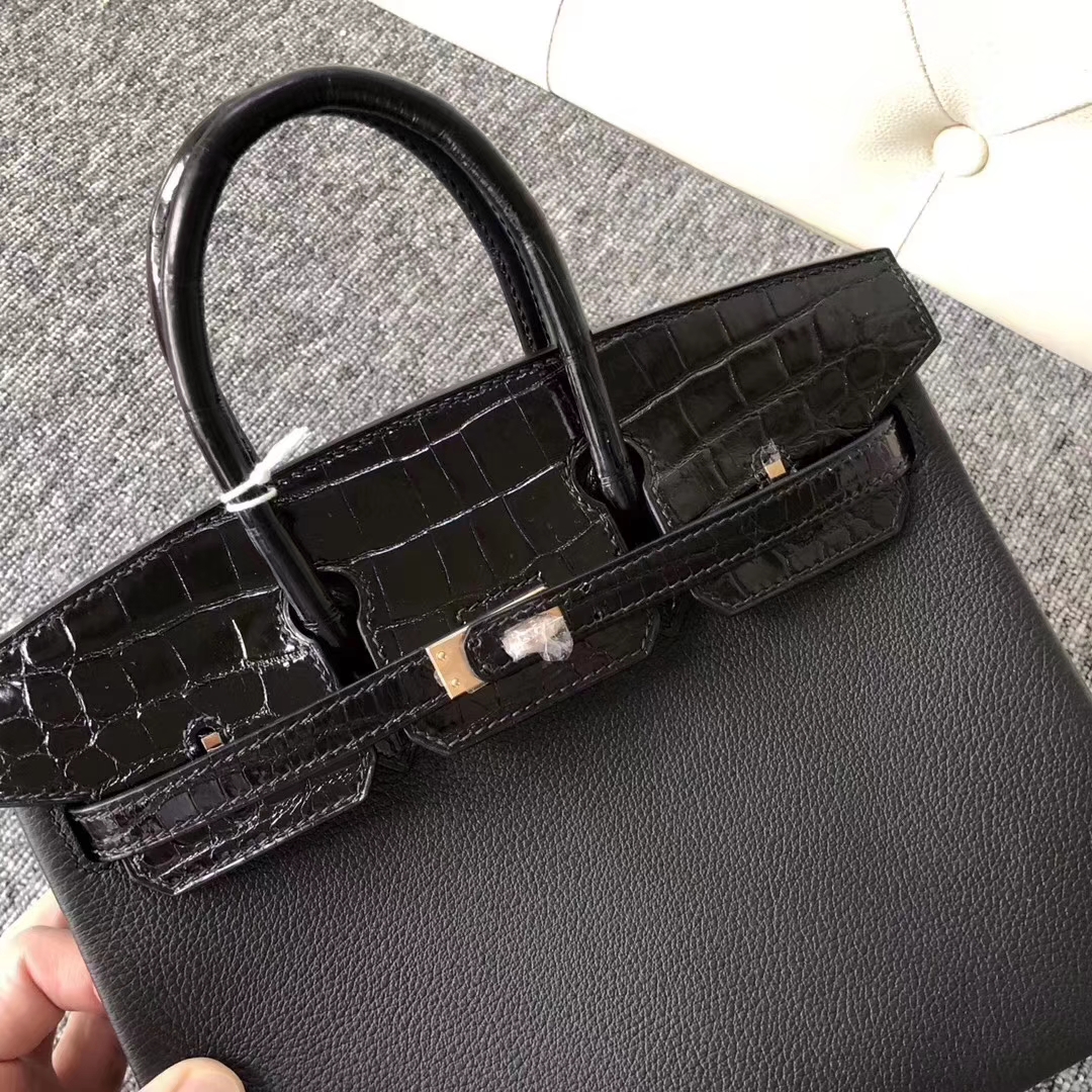 Hermès(爱马仕)Touch系列 Birkin铂金包 ck89 黑色 亮面鳄鱼 玫瑰金扣 25cm-拉尔森鳄鱼皮具定制 - 爱马仕包包官网 Hermès(爱马仕)Touch系列 Birkin铂金包 ck89 黑色 亮面鳄鱼 玫瑰金扣 25cm