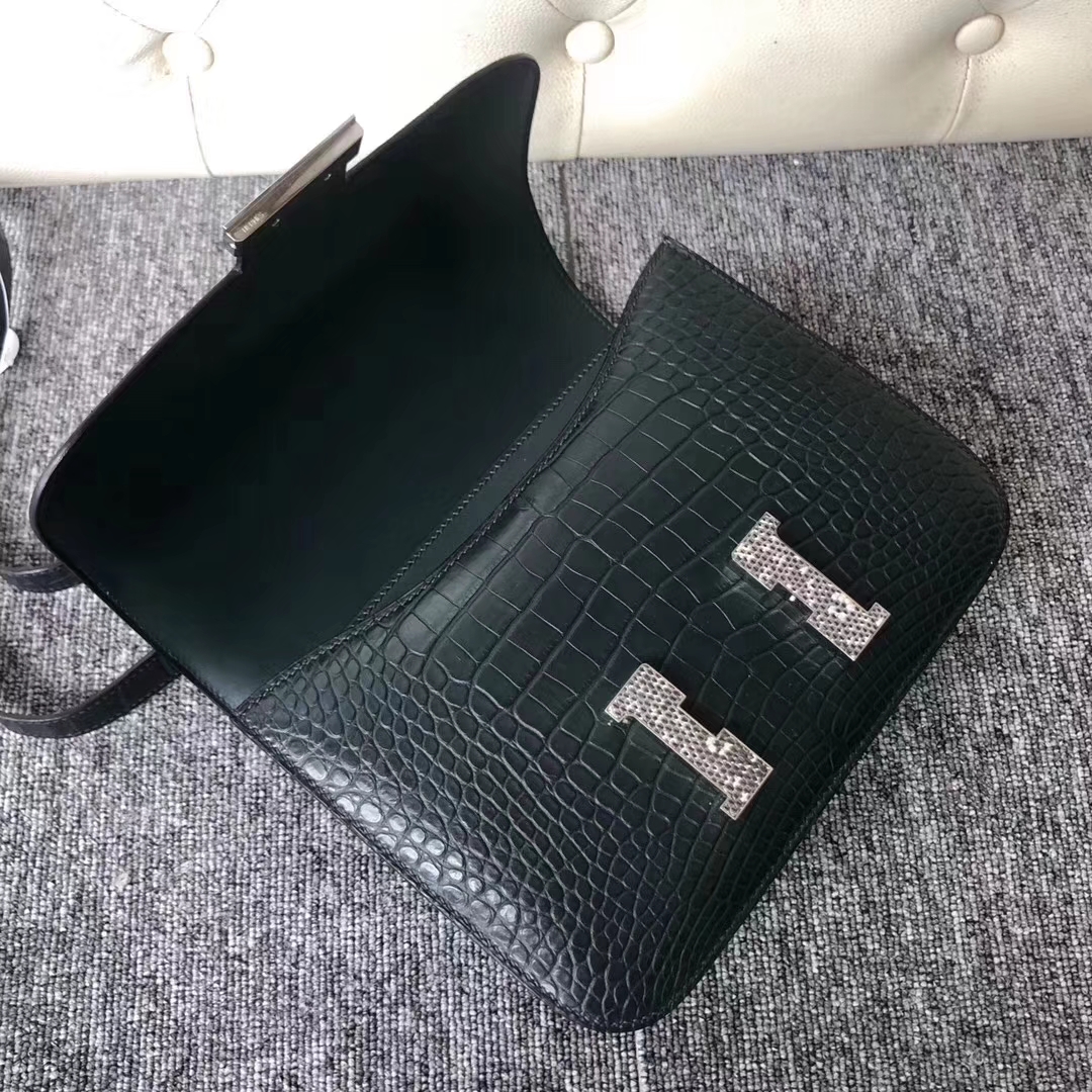 Hermès（爱马仕）Constance 空姐包 Alligator matt 雾面鳄鱼 1Ｔ 仙人掌绿 蜥蜴喜马拉雅色 24cm