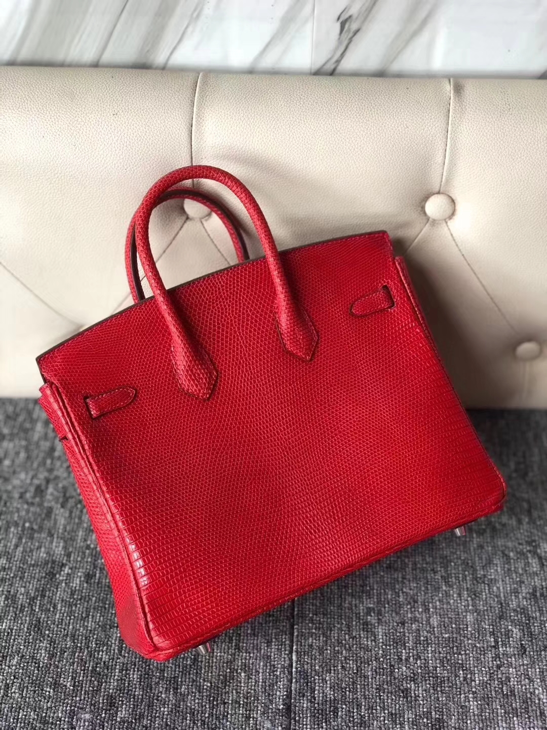 Hermès（爱马仕）Birkin 铂金包 Lizard 进口亮面蜥蜴 E5 桃红 金扣  顶级手缝 25cm 现货