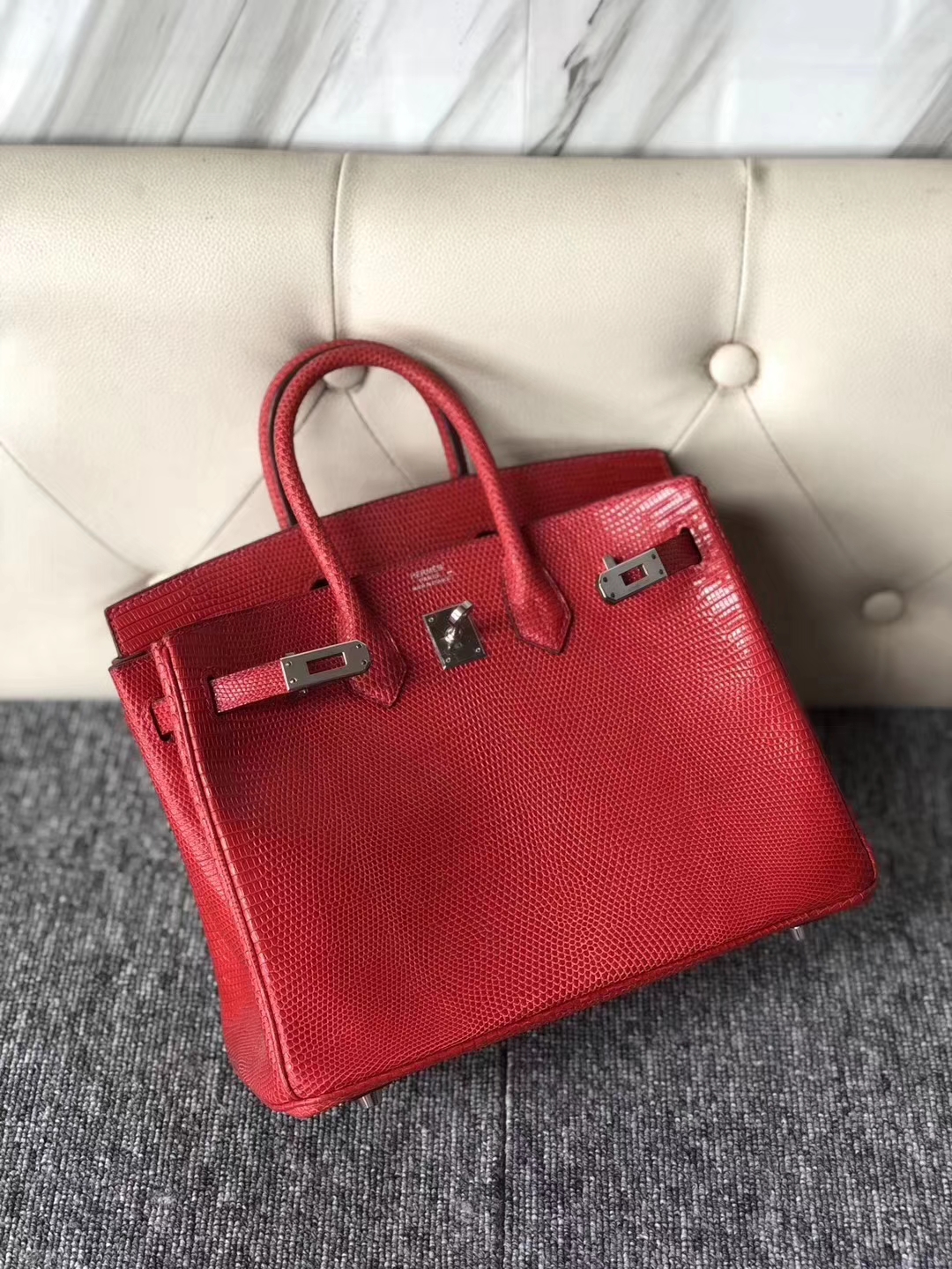 Hermès（爱马仕）Birkin 铂金包 Lizard 进口亮面蜥蜴 E5 桃红 金扣  顶级手缝 25cm 现货