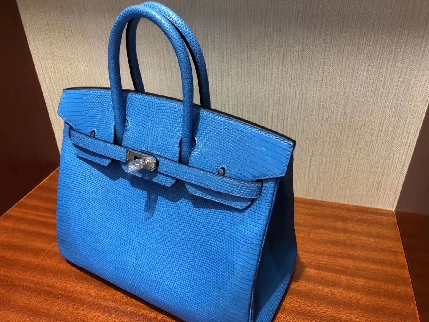 Hermès（爱马仕）Birkin 铂金包 Lizard 进口亮面蜥蜴 7Q希腊蓝 mykonos 银扣 25cm 现货