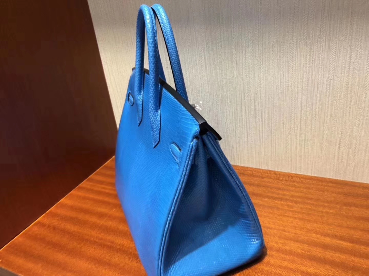 Hermès（爱马仕）Birkin 铂金包 Lizard 进口亮面蜥蜴 7Q希腊蓝 mykonos 银扣 25cm 现货