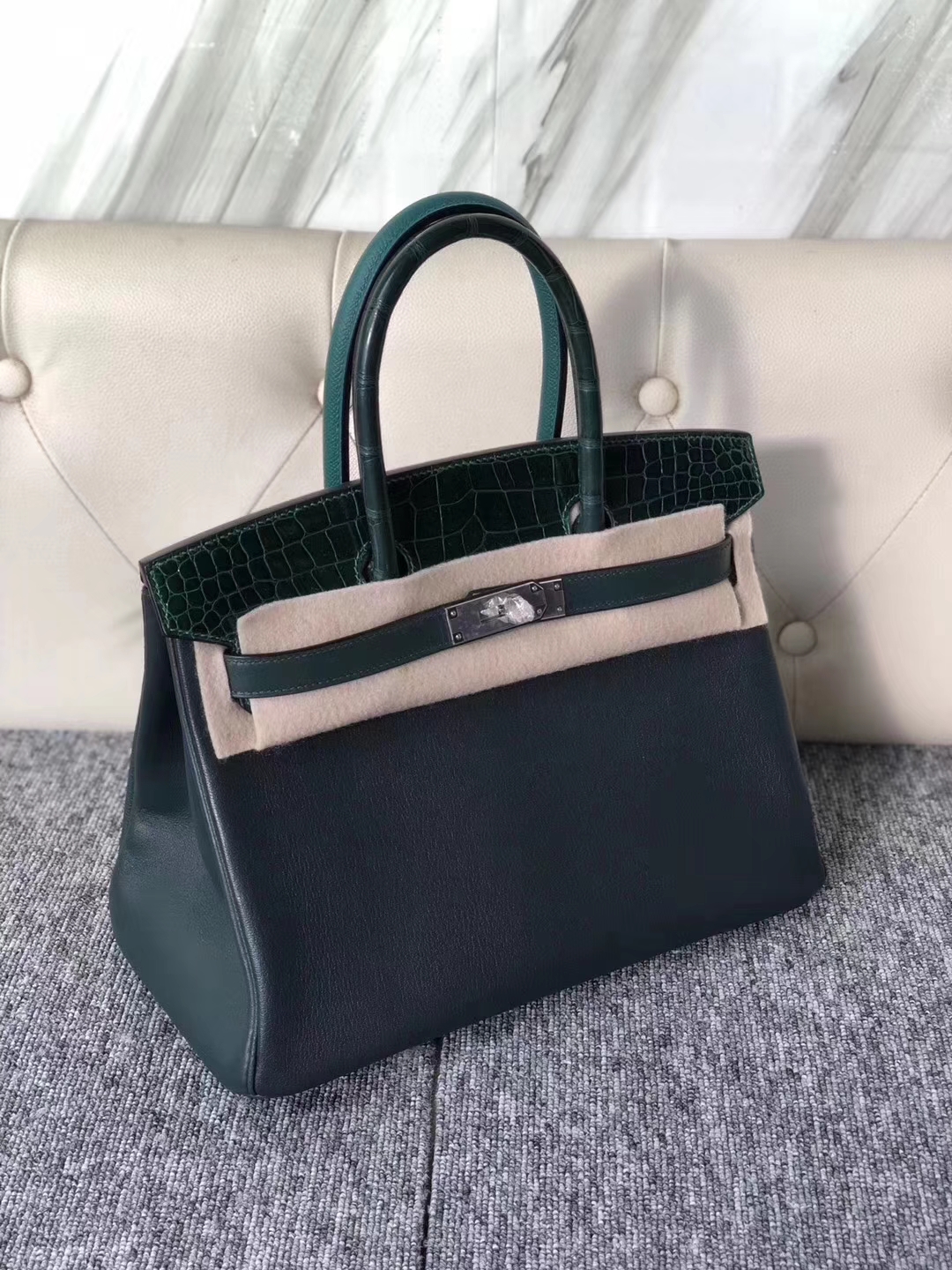 Hermès（爱马仕）Birkin 铂金包 限量 八拼色 银扣 30cm 现货