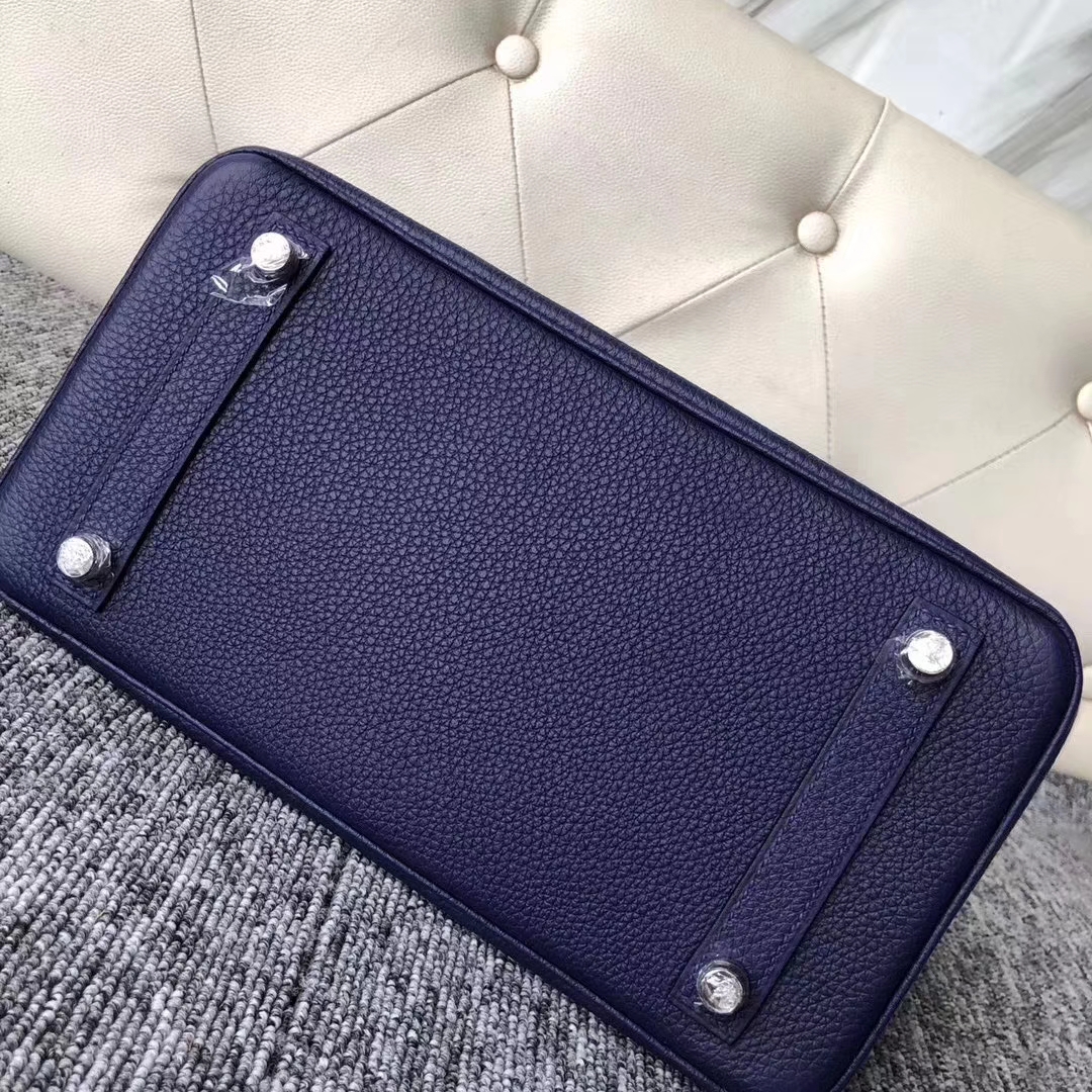 Hermès（爱马仕）Birkin 铂金包 M3 墨水蓝墨水蓝鳄鱼 银扣 定制款 25cm