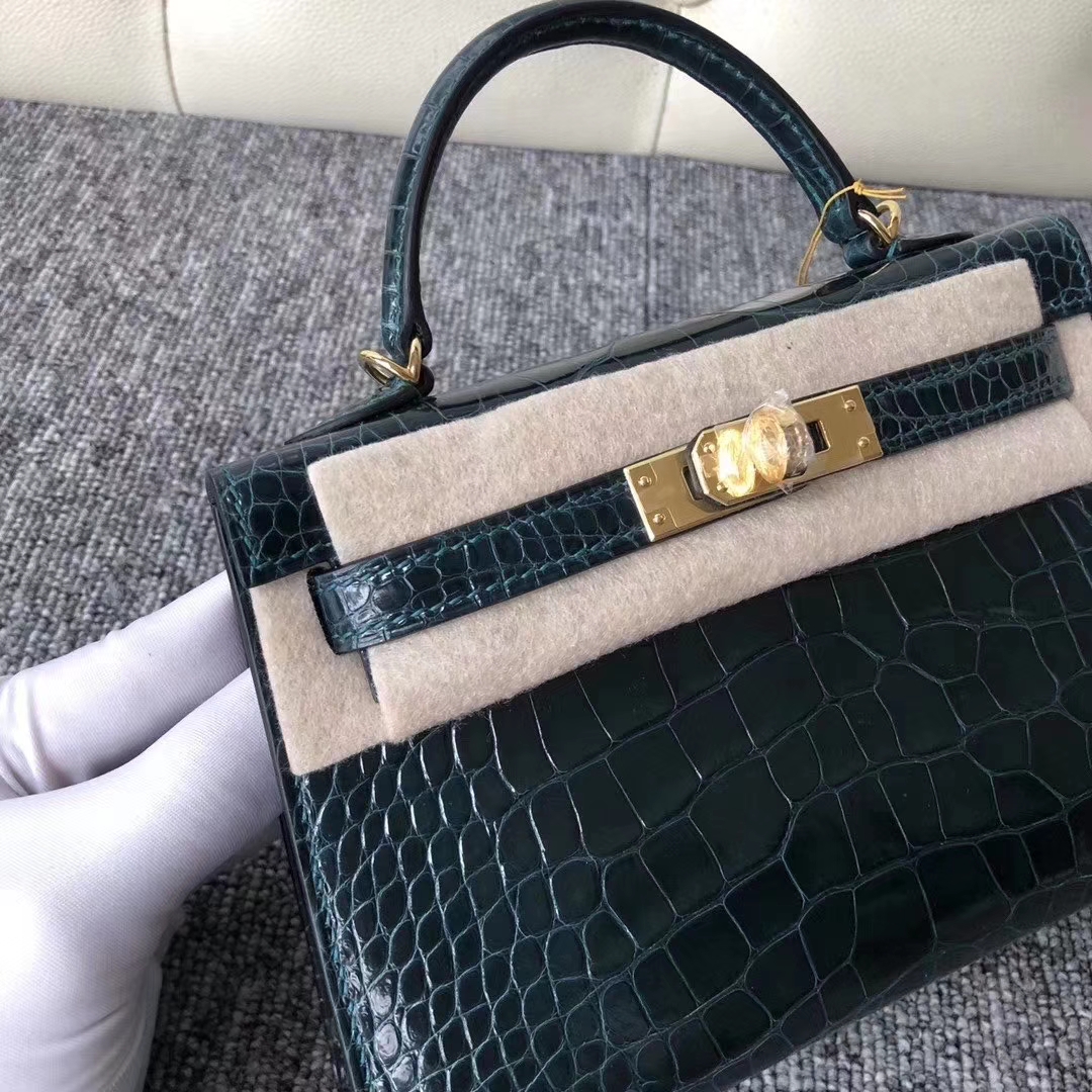 Hermès(爱马仕)Mini Kelly 迷你凯莉 6O松柏绿 蜡线全手工 金扣 2代 19cm-拉尔森鳄鱼皮具定制 - 爱马仕包包官网 Hermès(爱马仕)Mini Kelly 迷你凯莉 6O松柏绿 蜡线全手工 金扣 2代 19cm