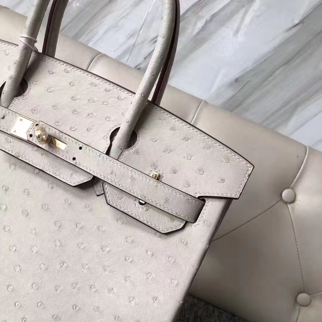 Hermès(爱马仕)Birkin 铂金包 Ostrich kk 鸵鸟 3C 羊毛白 金扣 顶级手缝 30cm 现货-拉尔森鳄鱼皮具定制 - 爱马仕包包官网 Hermès(爱马仕)Birkin 铂金包 Ostrich kk 鸵鸟 3C 羊毛白 金扣 顶级手缝 30cm 现货