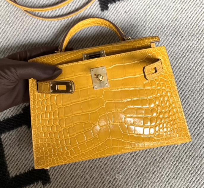 Hermès（爱马仕）Mini Kelly 迷你凯莉 美洲琥珀黄 2代 金扣