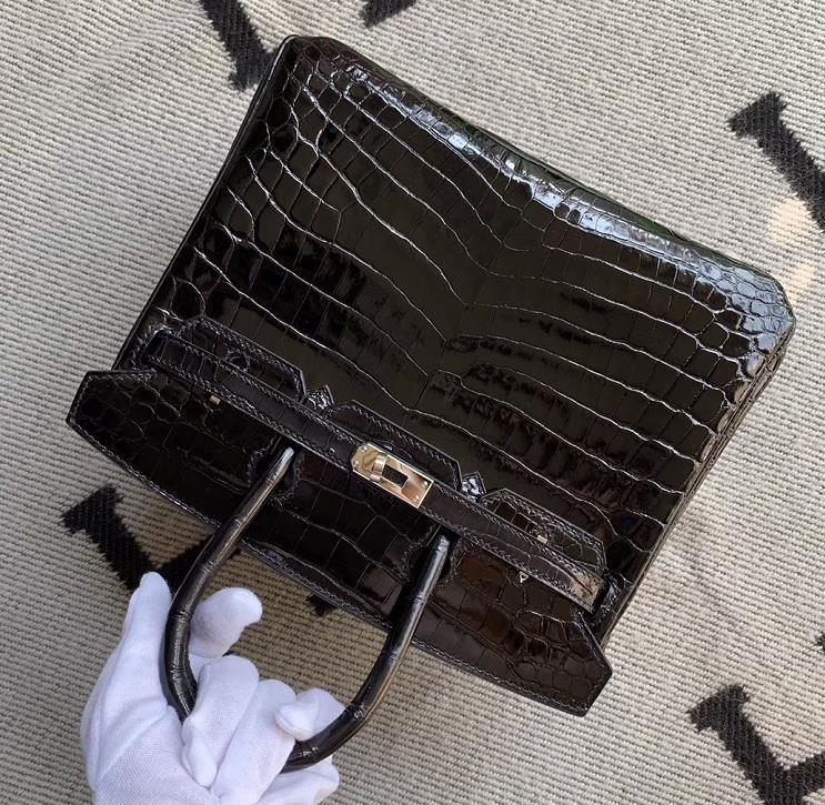 Hermès（爱马仕）Birkin 铂金包 黑色 银扣 25cm