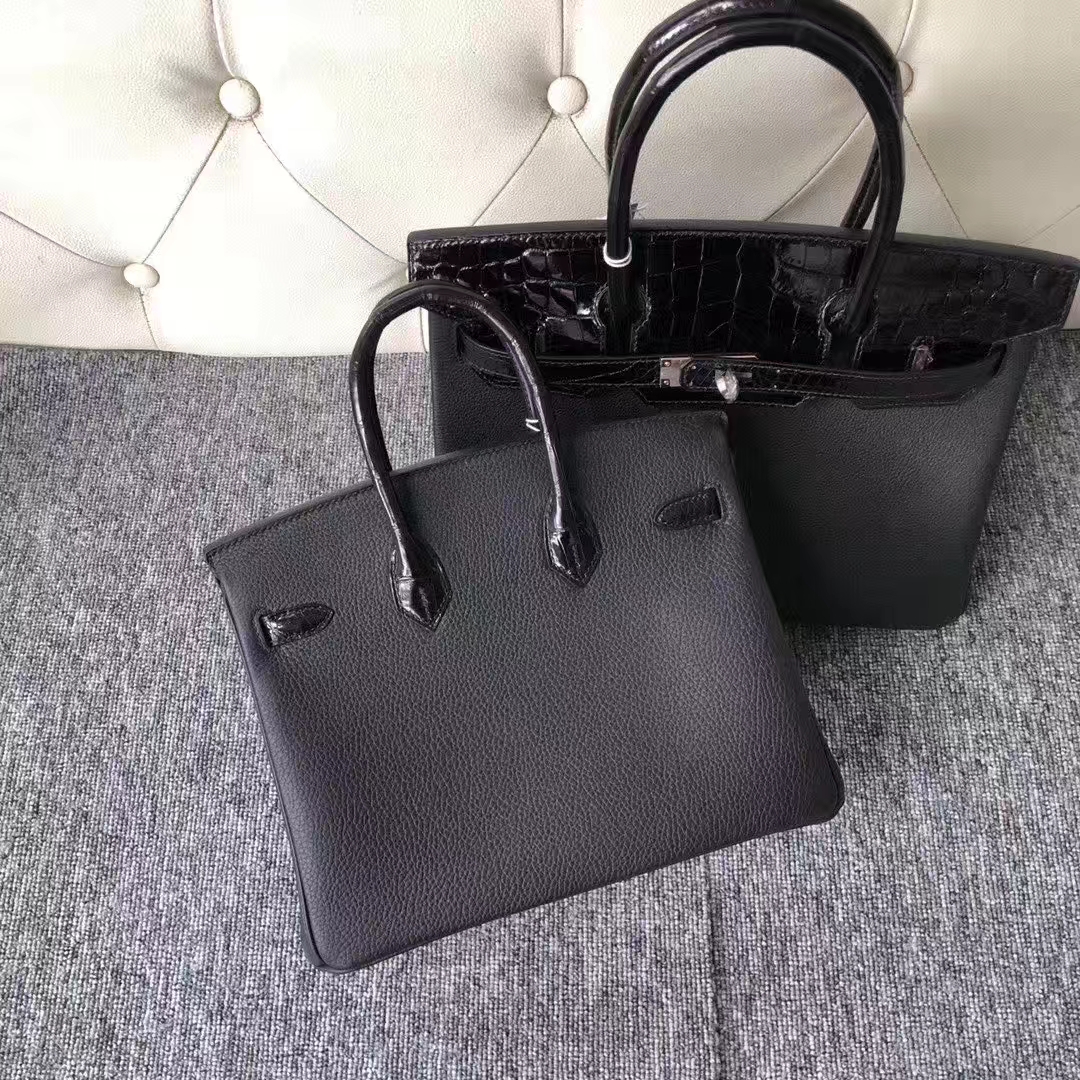 Hermès(爱马仕)Birkin 铂金包 原厂小牛皮 togo 鳄鱼 黑色 Noir 玫瑰金 Rose gold 25cm-拉尔森鳄鱼皮具定制 - 爱马仕包包官网 Hermès(爱马仕)Birkin 铂金包 原厂小牛皮 togo 鳄鱼 黑色 Noir 玫瑰金 Rose gold 25cm