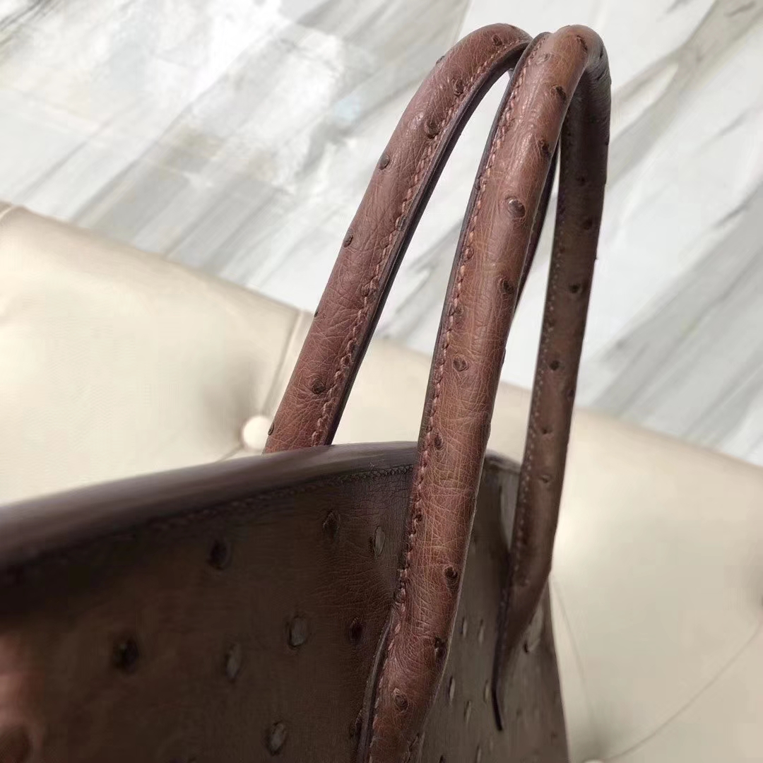 Hermès（爱马仕）Birkin 铂金包 30cm ostrich kk鸵鸟 巧克力色 蜡线全手工 接受预定